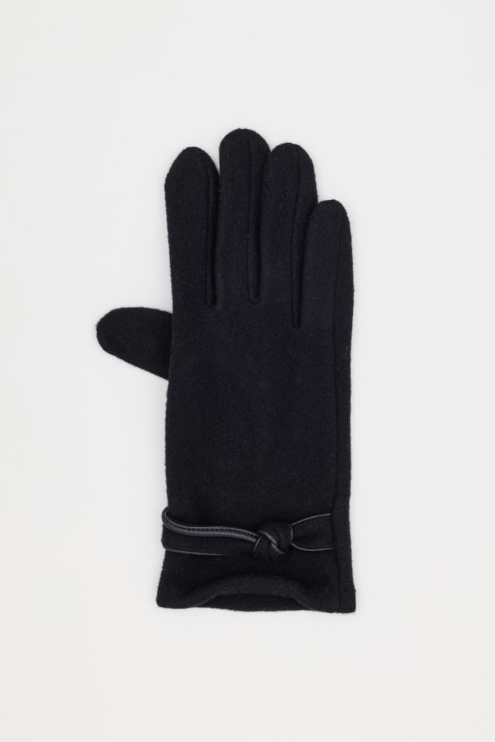 Gloves with knot detail - BLACK - Intrend - 2