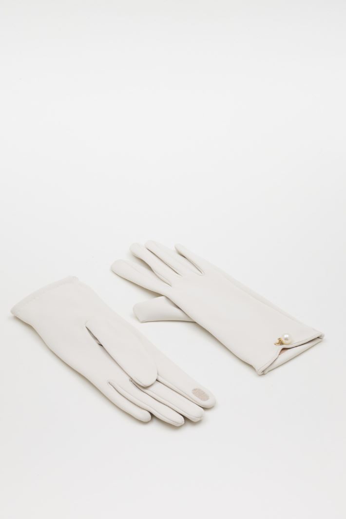 Guanti touch screen con perlina - BIANCO - Intrend