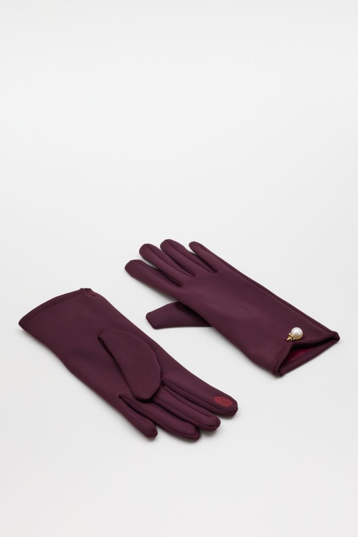Guanti touch screen con perlina - BORDEAUX - Intrend