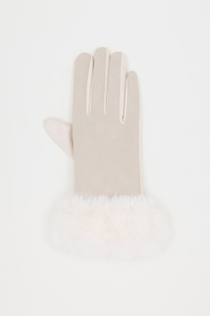 Gloves with Trim - BEIGE - Intrend - 2