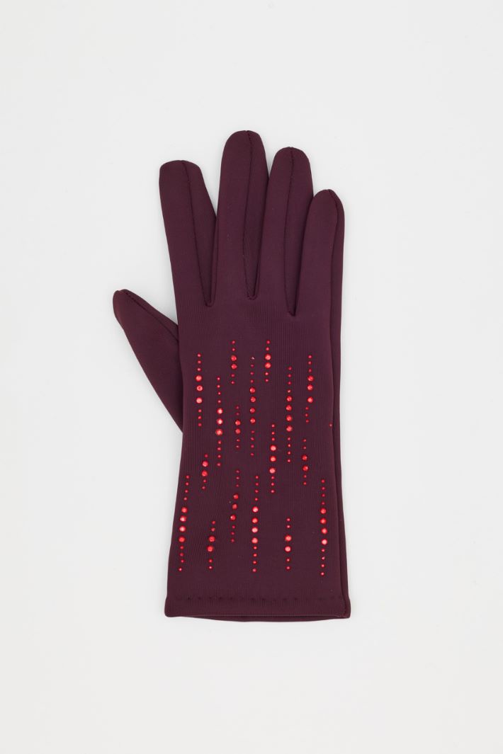Diamanté Touchscreen Gloves - BORDEAUX - Intrend - 2