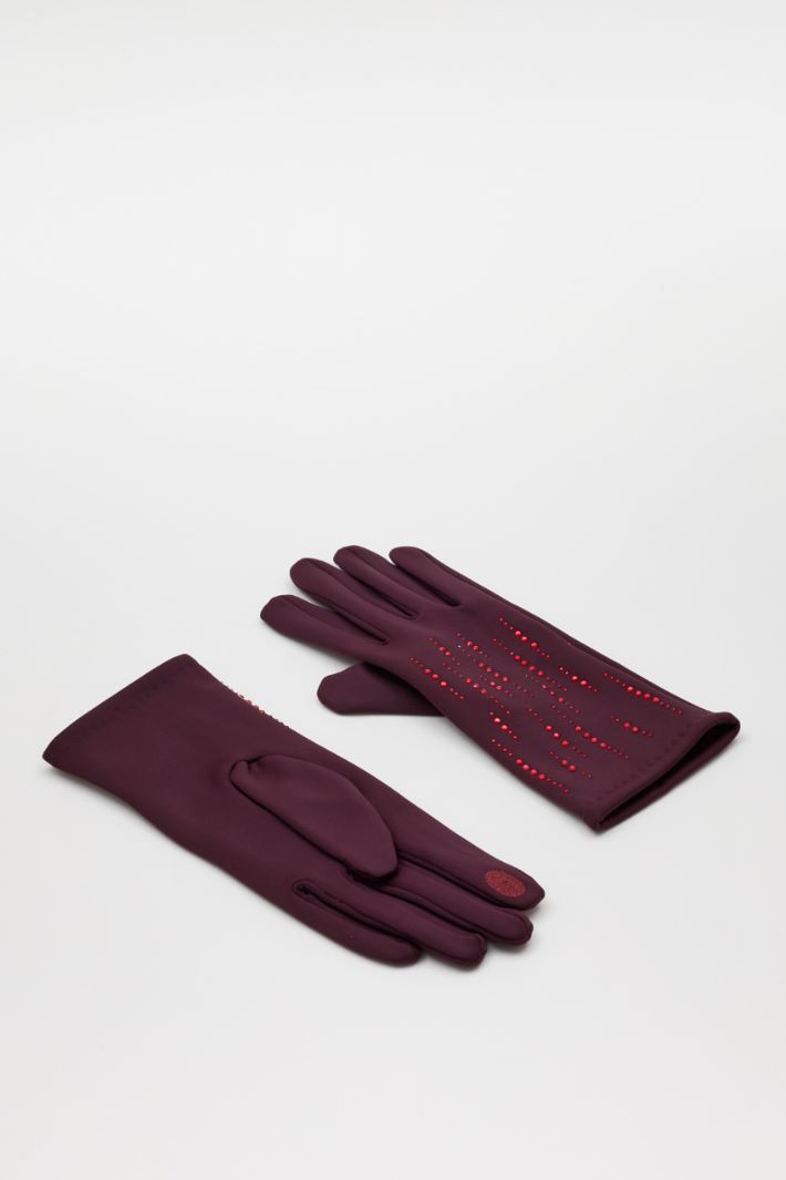 Diamanté Touchscreen Gloves - BORDEAUX - Intrend