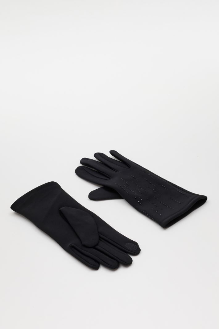 Diamanté Touchscreen Gloves - BLACK - Intrend