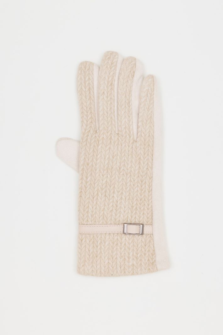 Knitted gloves - BEIGE - Intrend - 2