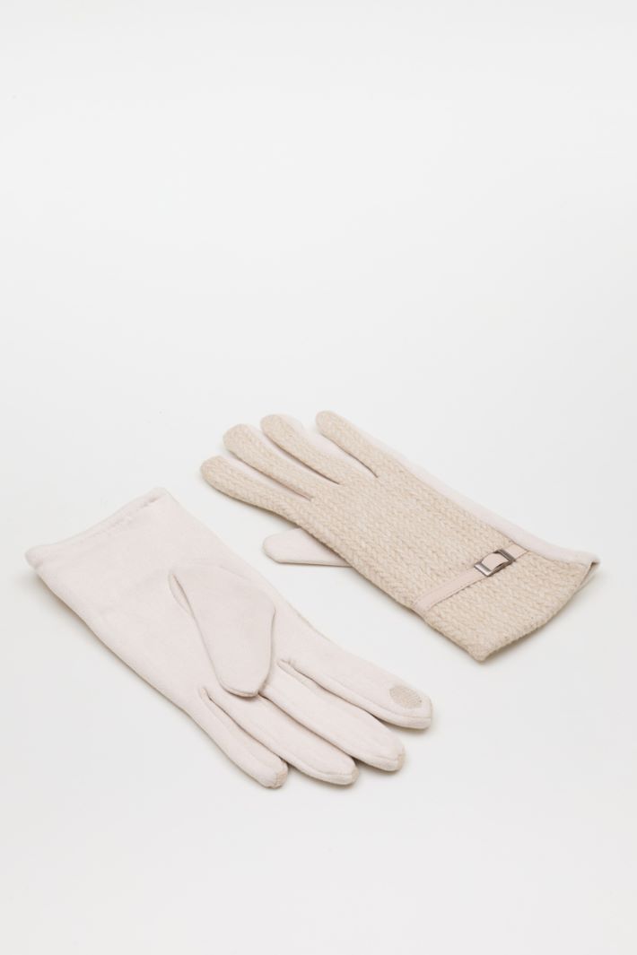 Knitted gloves - BEIGE - Intrend