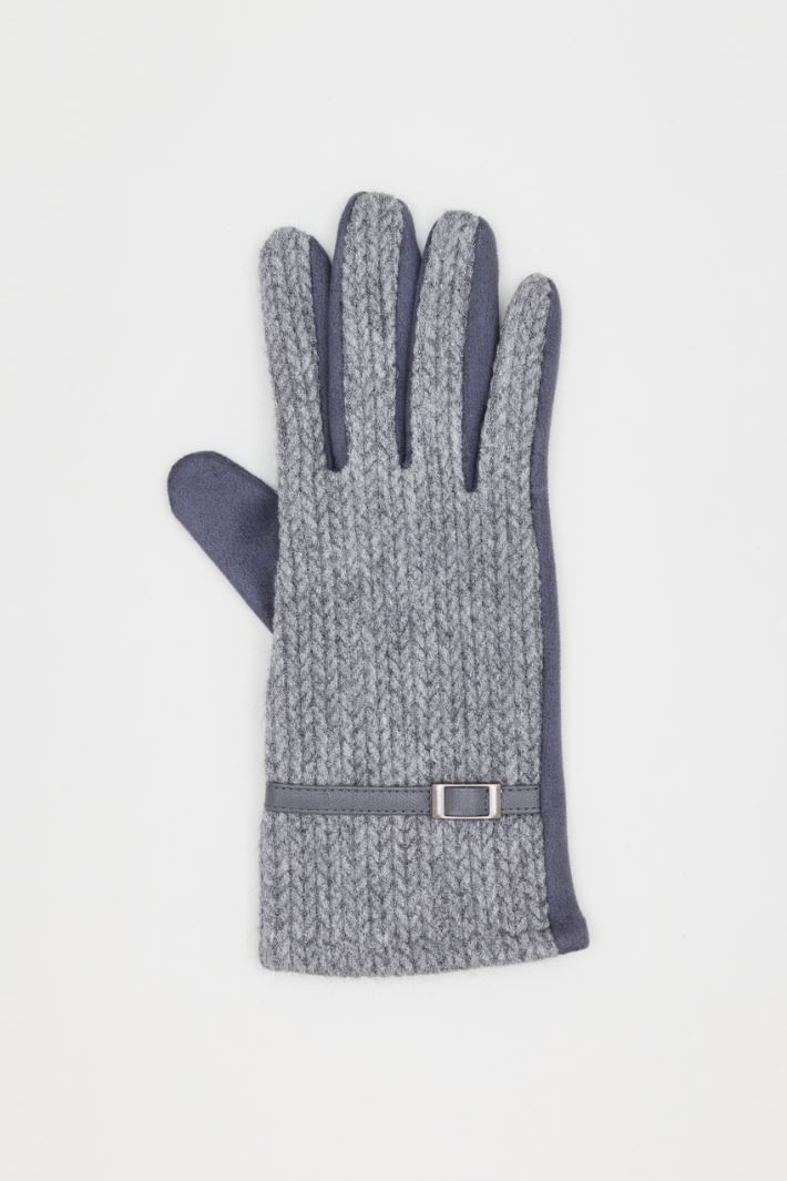 Knitted gloves - BLUE - Intrend - 2