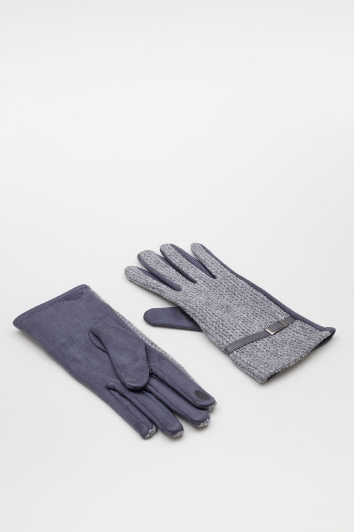 Knitted gloves - BLUE - Intrend