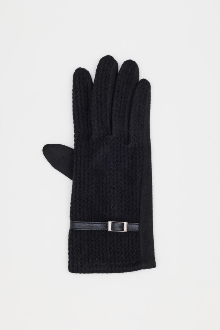 Knitted gloves - BLACK - Intrend - 2