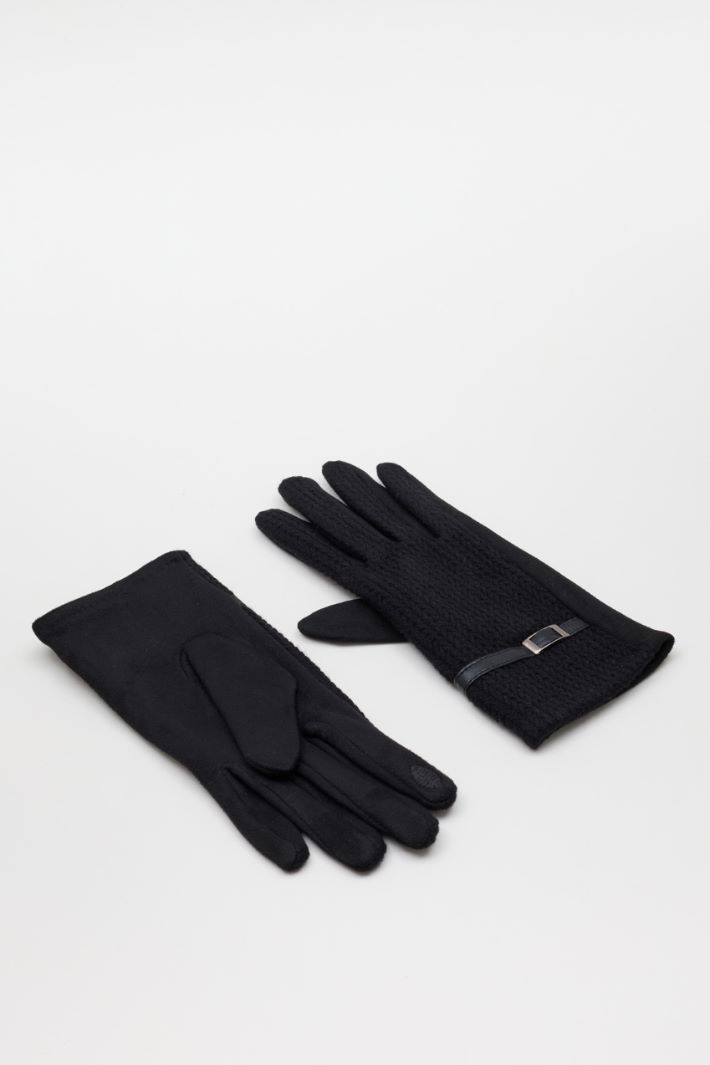 Knitted gloves - BLACK - Intrend