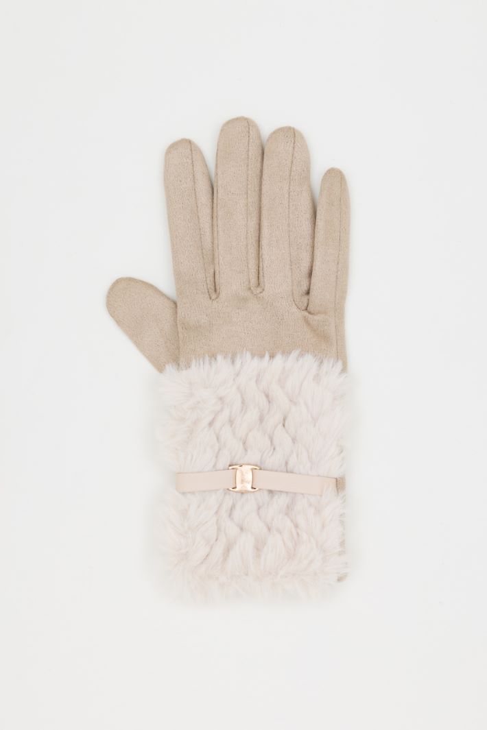 Gloves with a Cosy Insert - BEIGE - Intrend - 2