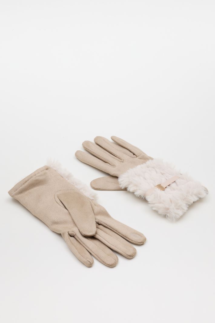 Gloves with a Cosy Insert - BEIGE - Intrend