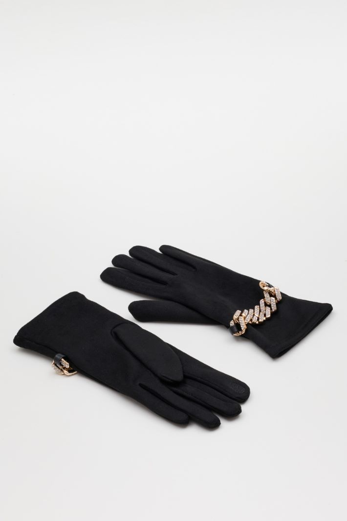 Gants ornés d'un bijou - NOIR - Intrend