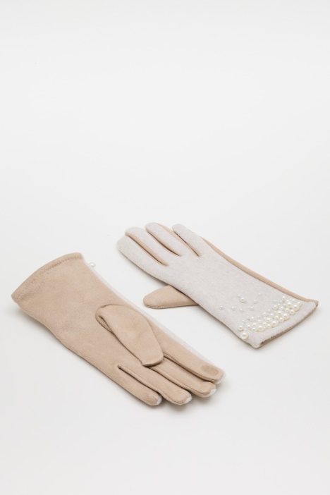Two-tone beaded gloves - Intrend