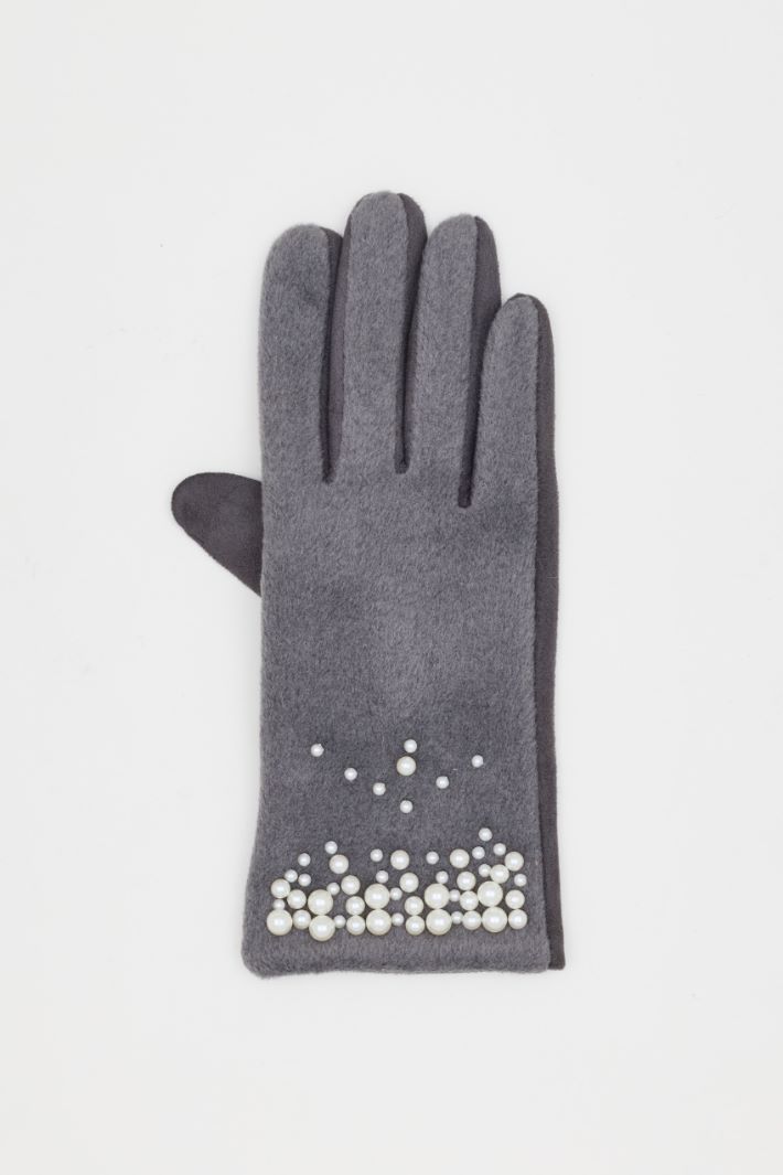 Two-tone beaded gloves - GREY - Intrend - 2