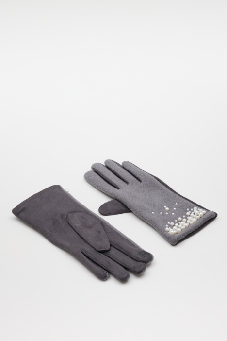 Two-tone beaded gloves - Intrend