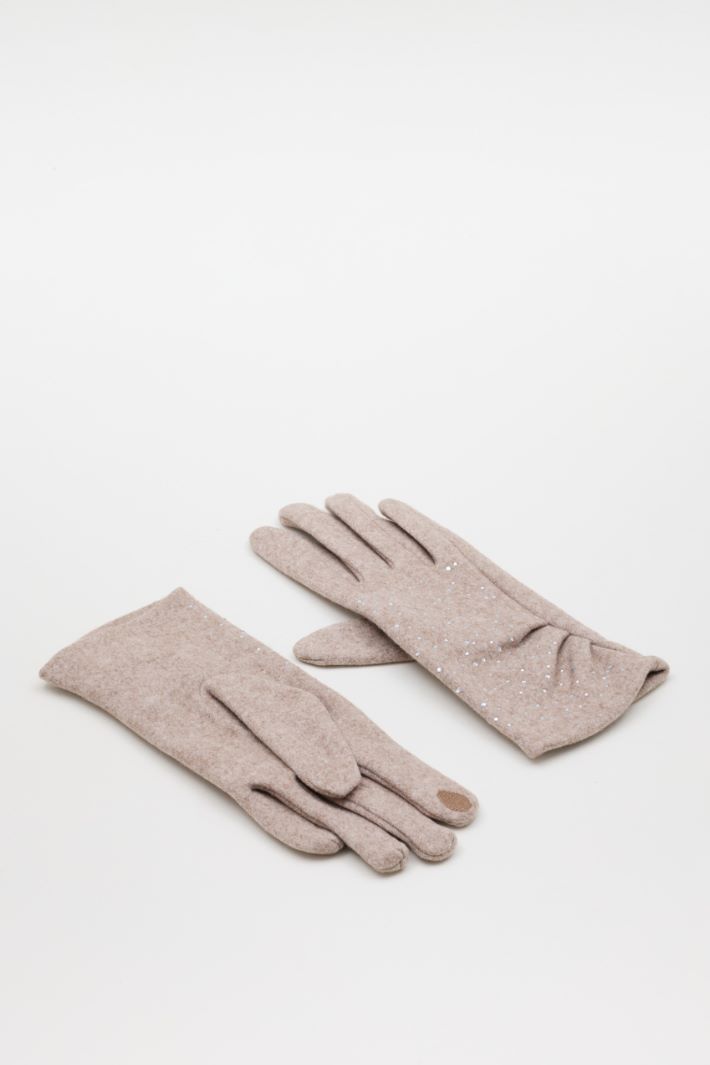 Rhinestone gloves - BEIGE - Intrend