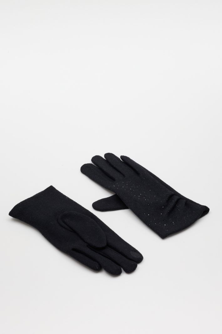 Rhinestone gloves - BLACK - Intrend
