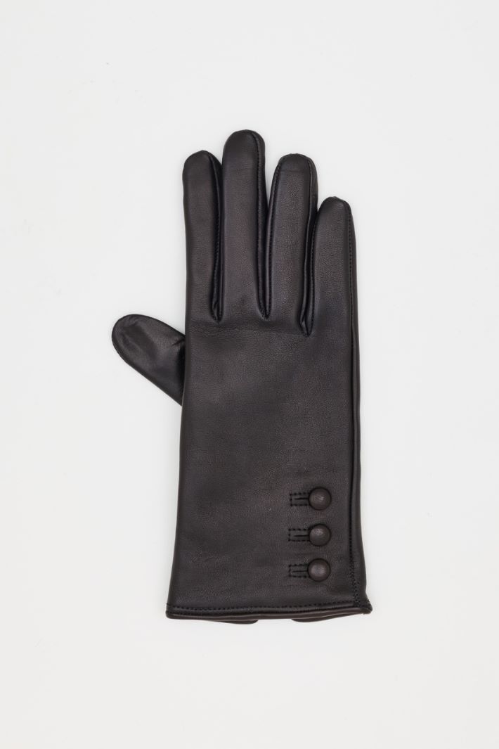 Leather Gloves - BLACK - Intrend - 2