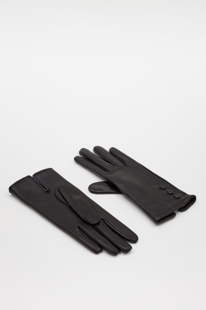 Leather Gloves - BLACK - Intrend