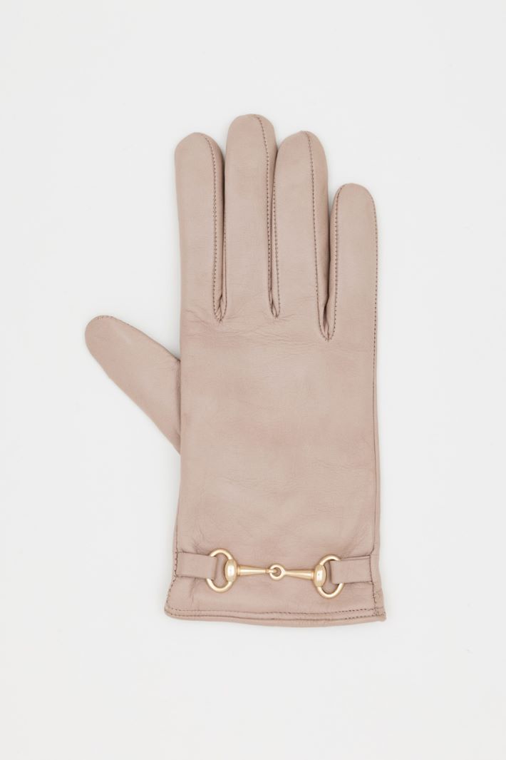 Guanti in pelle con staffa - BEIGE - Intrend - 2