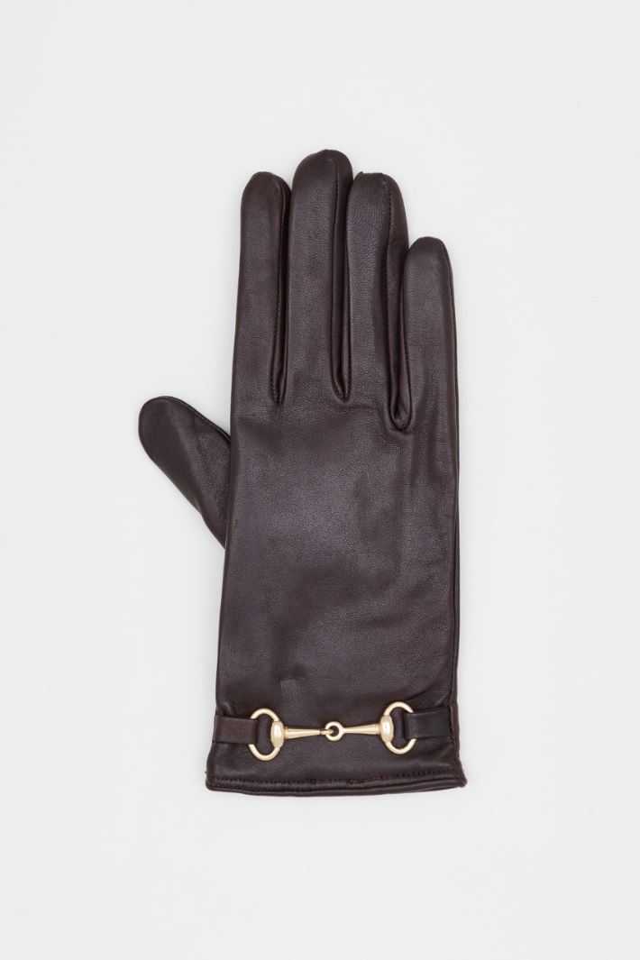 Guanti in pelle con staffa - MARRONE - Intrend - 2