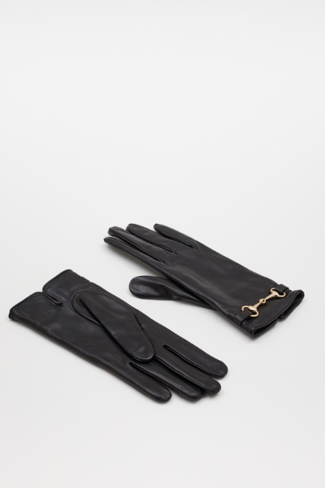 Leather gloves with stirrup detail - Intrend