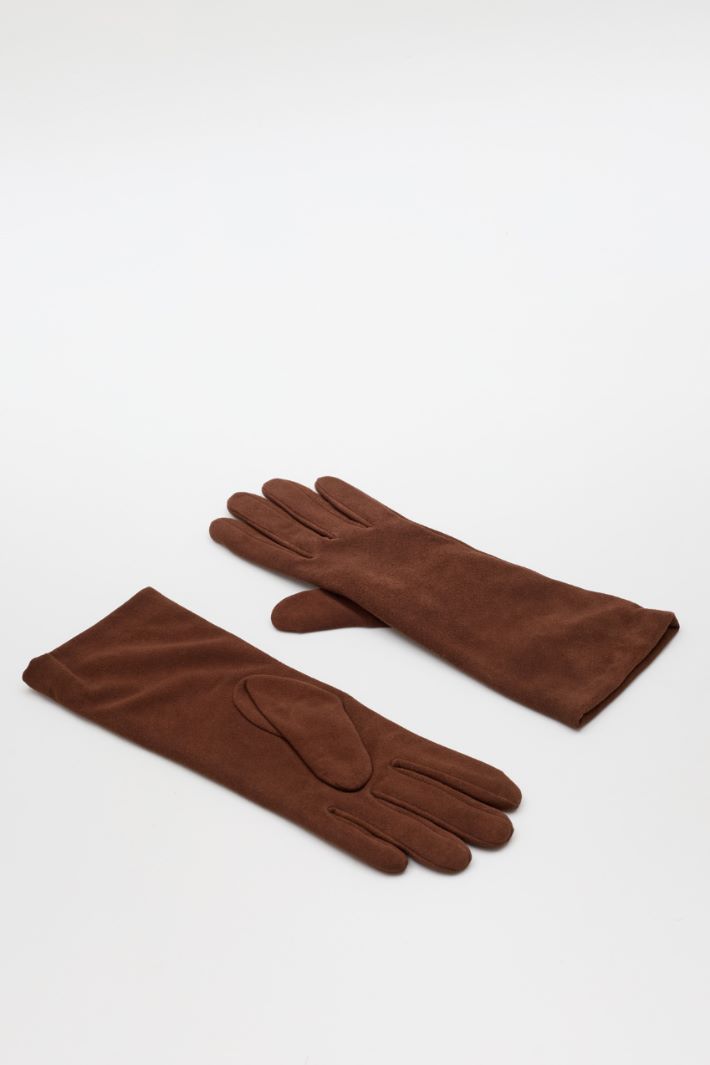 Long suede gloves - BROWN - Intrend