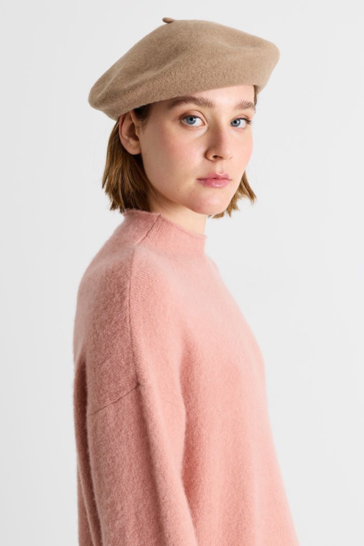 Wool-blend felt beret - CAMEL - Intrend
