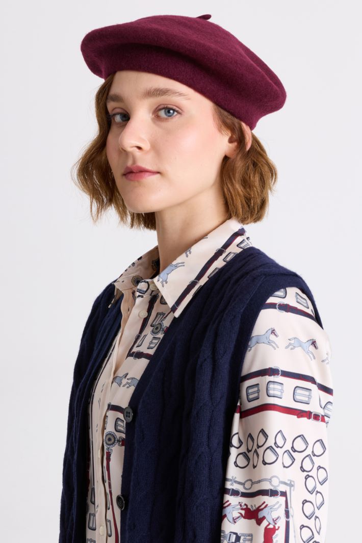 Wool-blend felt beret - BORDEAUX - Intrend - 2