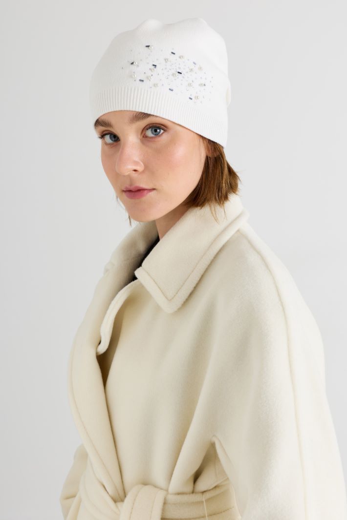 Embellished beanie - WHITE - Intrend - 2