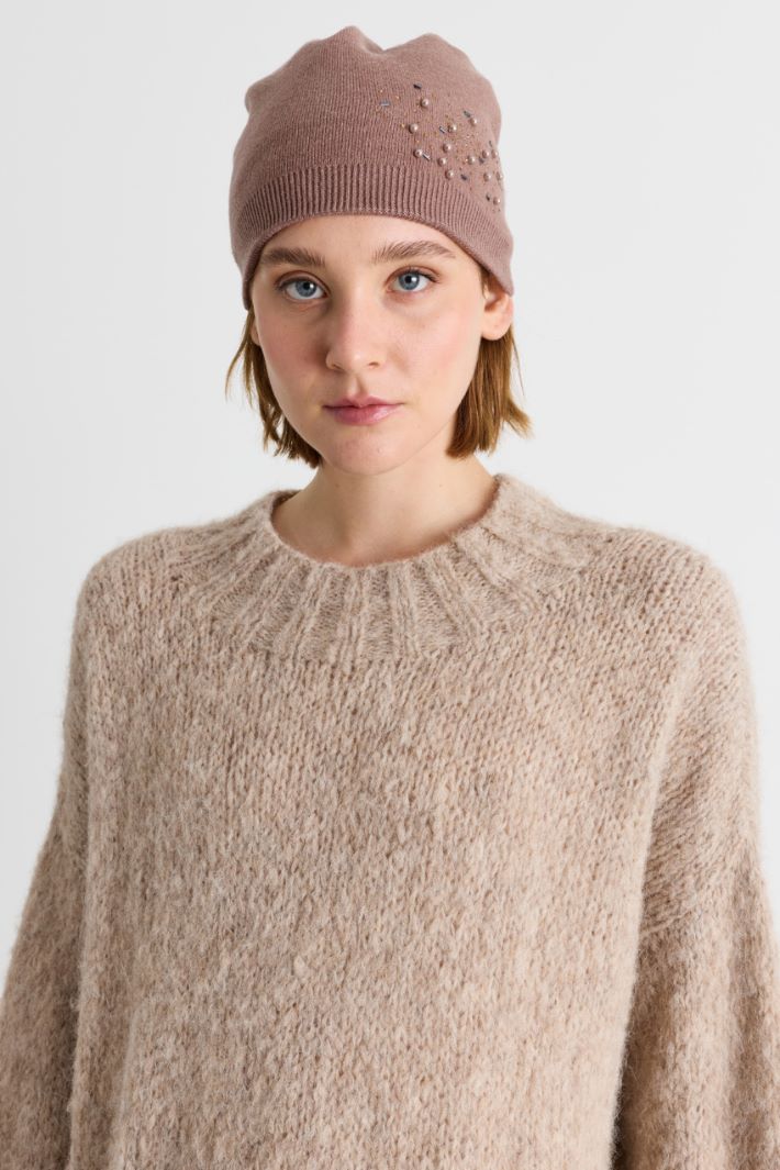 Embellished beanie - BROWN - Intrend - 2