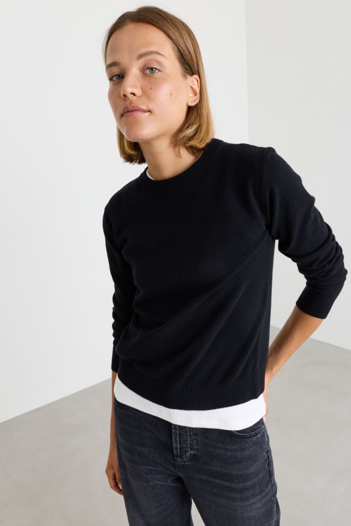Cloche in tessuto bouclé - NERO BIANCO - Intrend - 3
