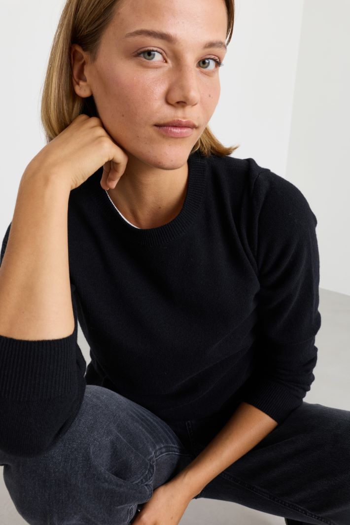 Cloche in tessuto bouclé - NERO BIANCO - Intrend - 4