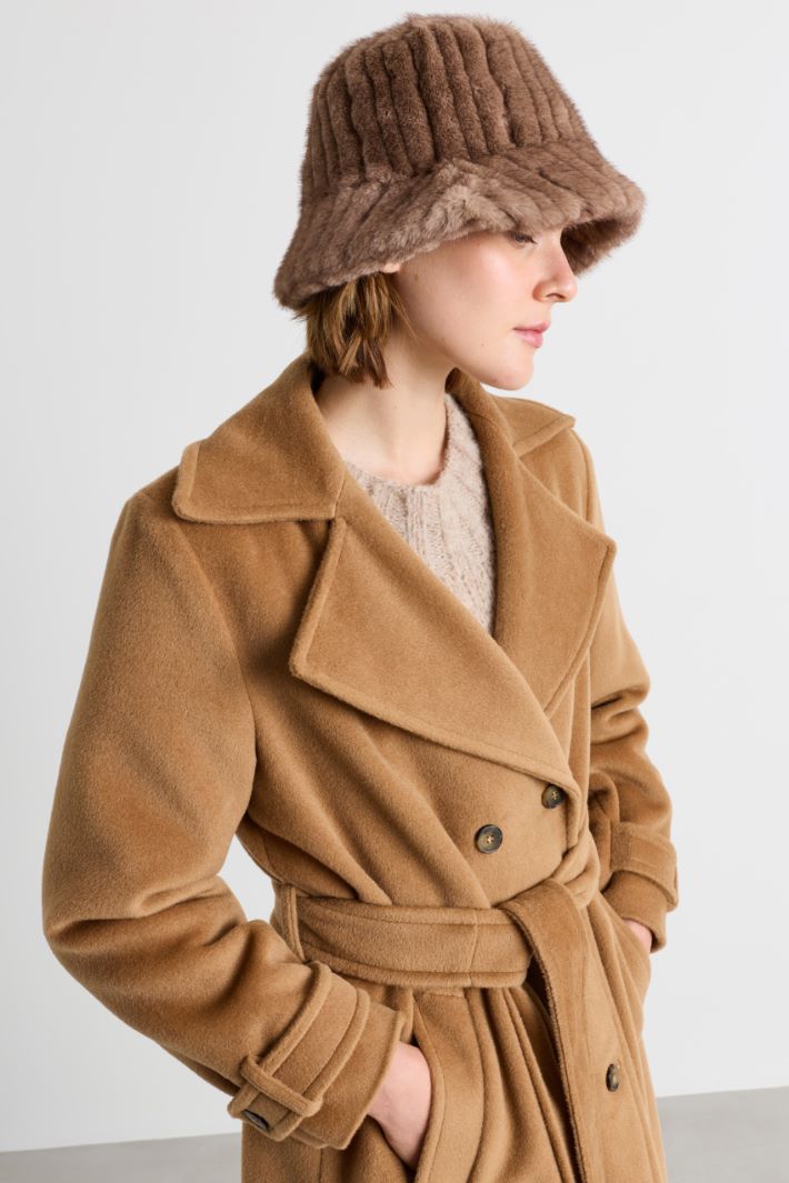 Ribbed Fabric Hat - CAMEL - Intrend - 2