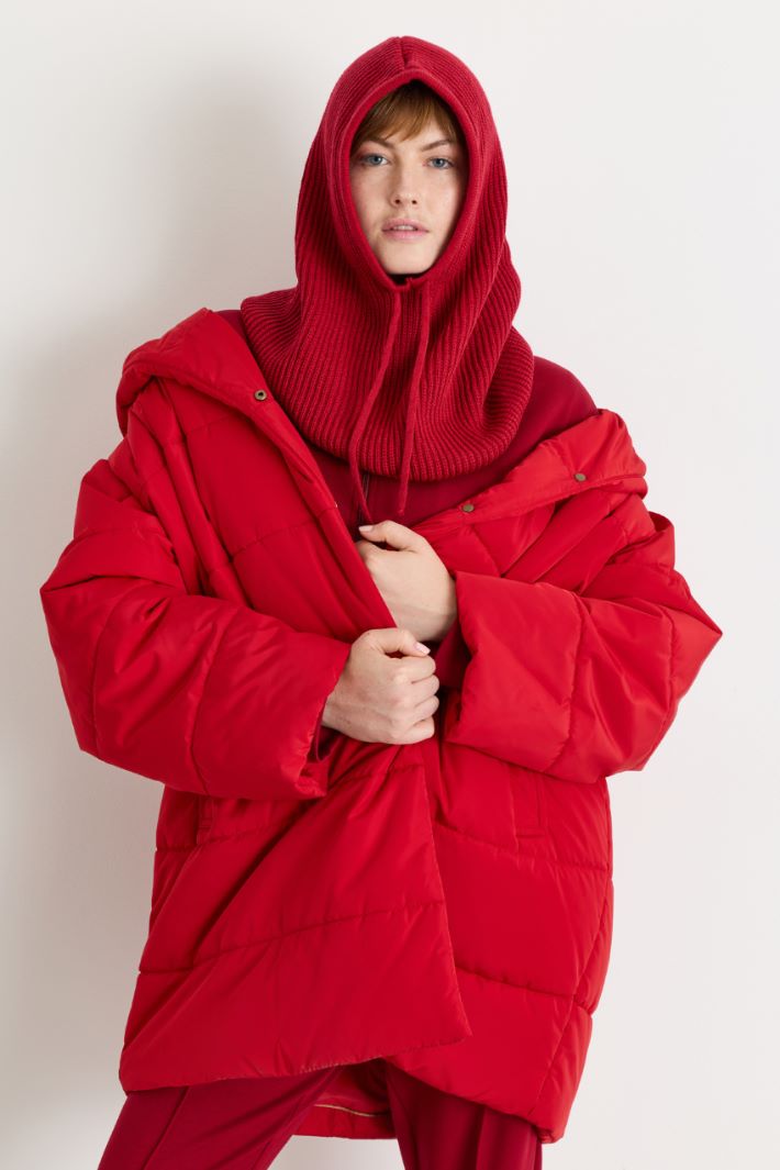 Rib-knit hood - RED - Intrend - 2