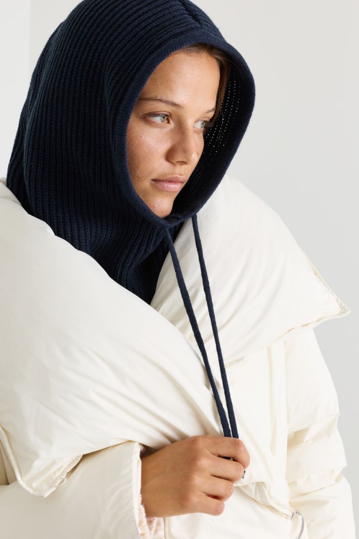 Rib-knit hood - BLUE - Intrend - 2