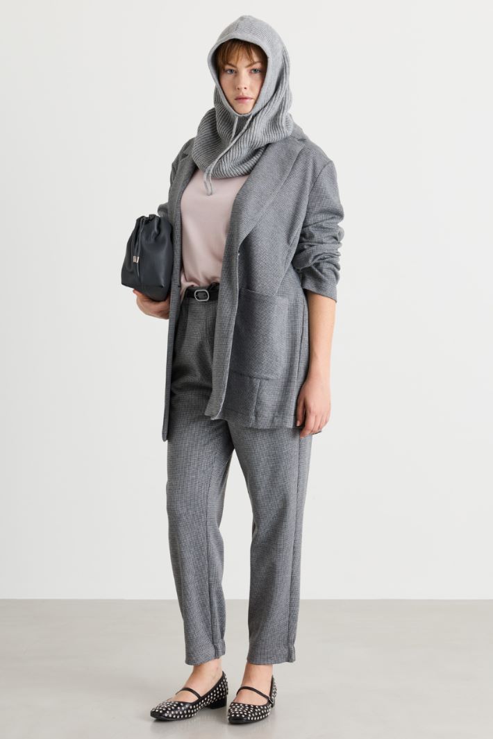 Rib-knit hood - GREY - Intrend - 2