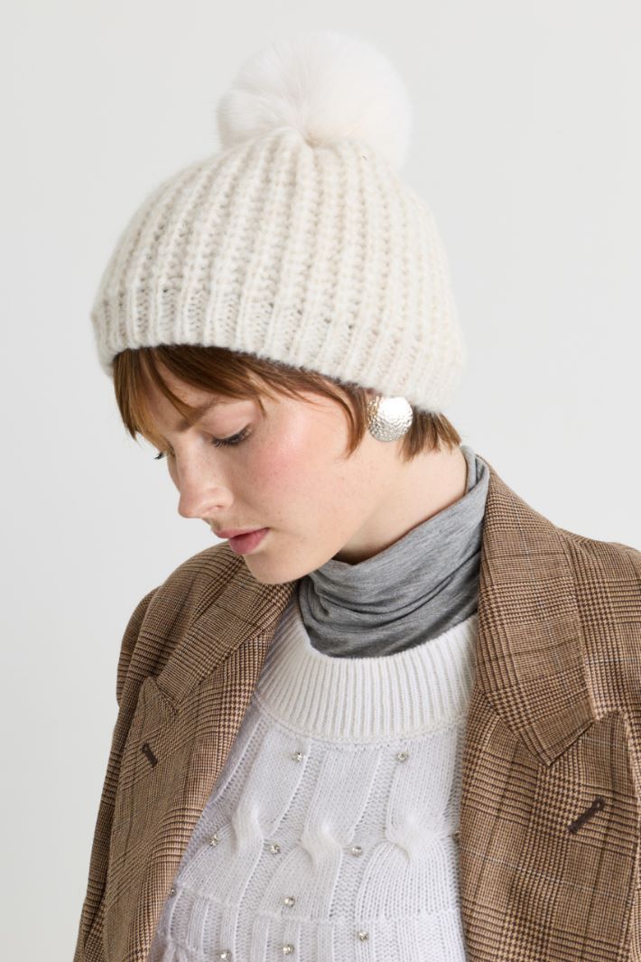 Beanie con pompon - BIANCO - Intrend - 2