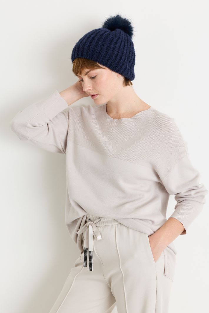 Beanie con pompon - BLU - Intrend - 2