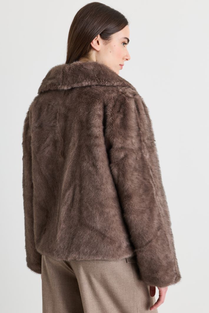 Cappotto corto in tessuto morbido e caldo - BEIGE - Intrend - 4