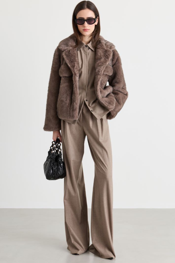 Cappotto corto in tessuto morbido e caldo - BEIGE - Intrend