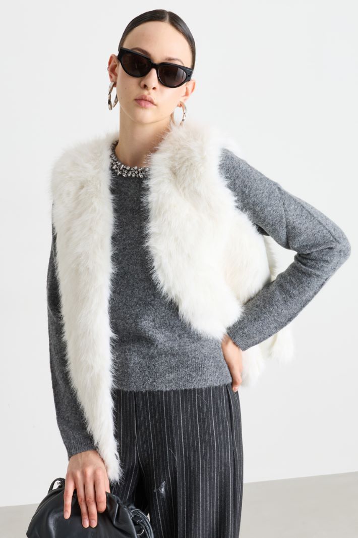 Gilet in tessuto morbido e caldo - BIANCO - Intrend - 3