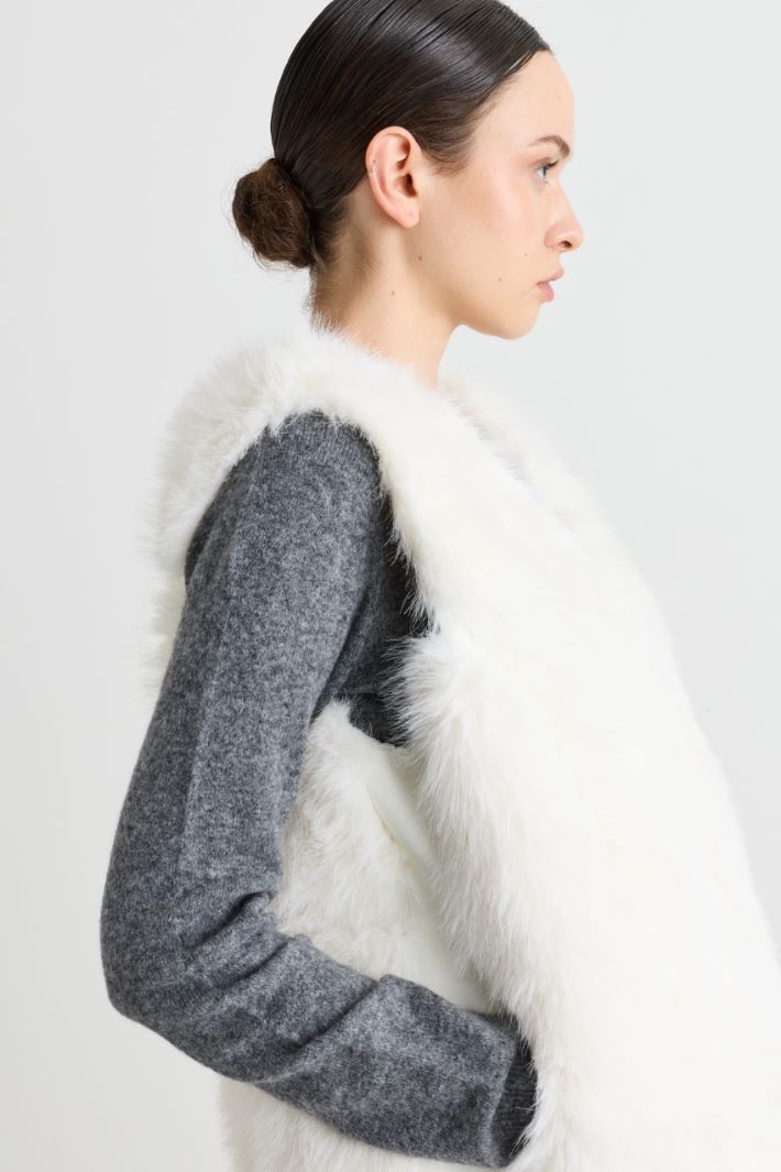 Gilet in tessuto morbido e caldo - BIANCO - Intrend - 4