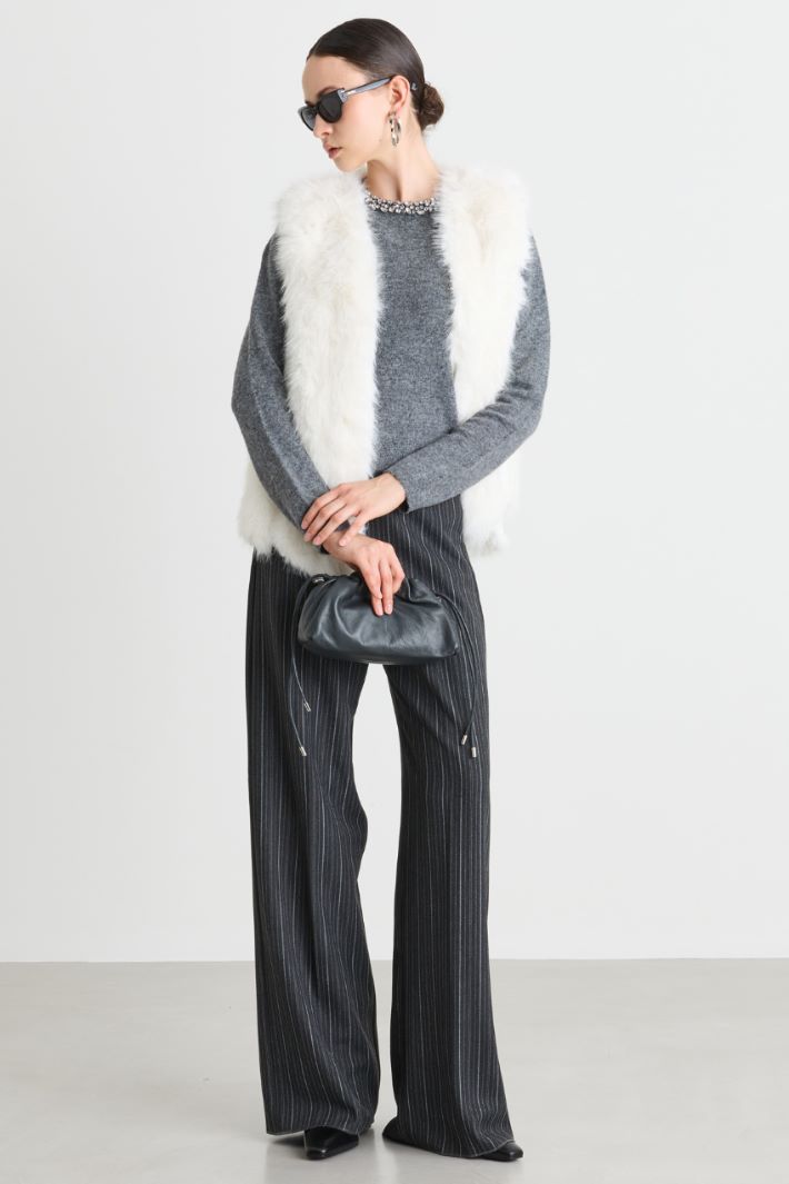 Gilet in tessuto morbido e caldo - BIANCO - Intrend