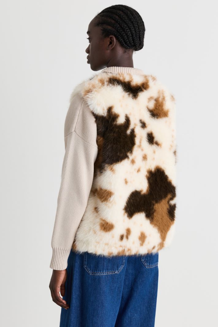 Soft, warm gilet - WHITE BROWN - Intrend - 5