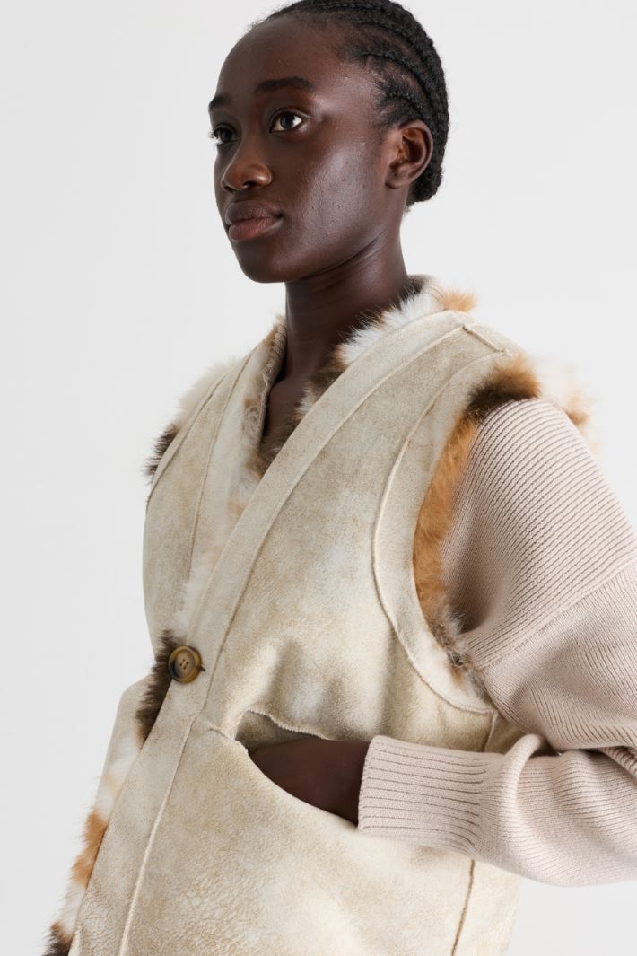 Soft, warm gilet - WHITE BROWN - Intrend - 4