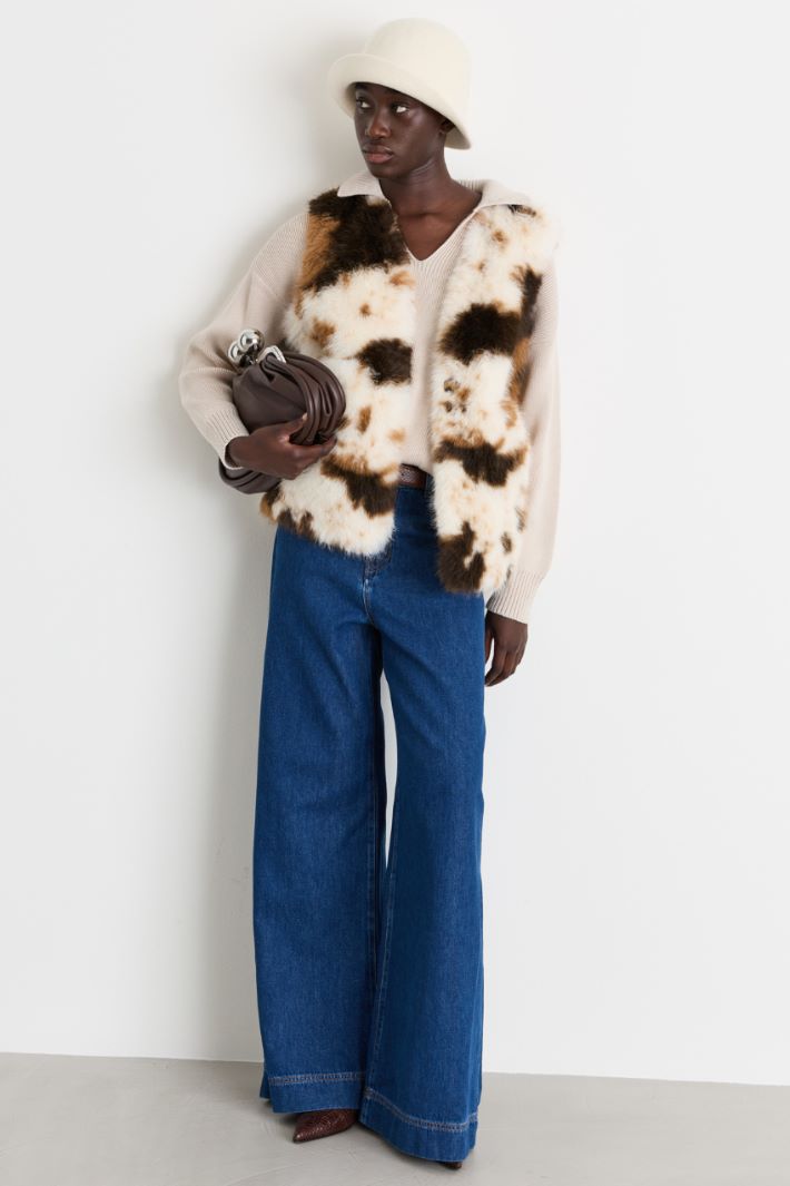 Soft, warm gilet - WHITE BROWN - Intrend