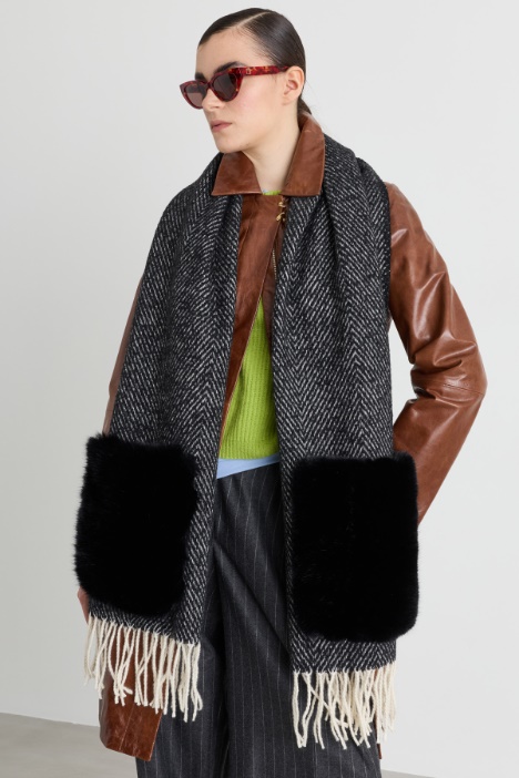 Chevron Scarf with Inserts - Intrend