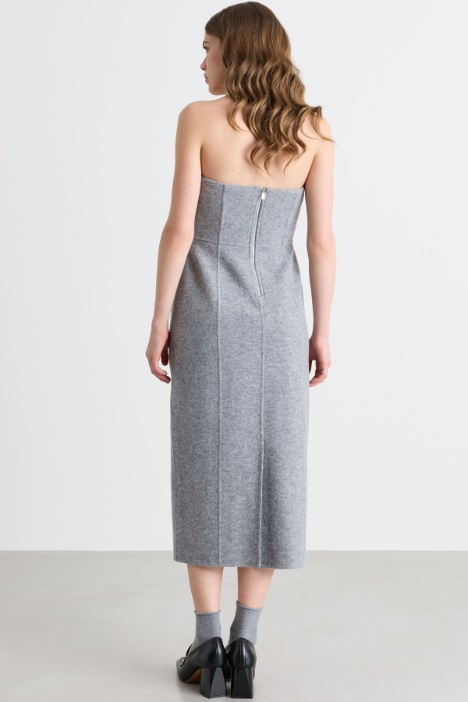 Abito bustier in jersey doppio di lana