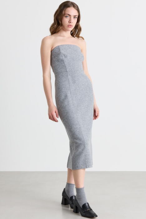 Abito bustier in jersey doppio di lana